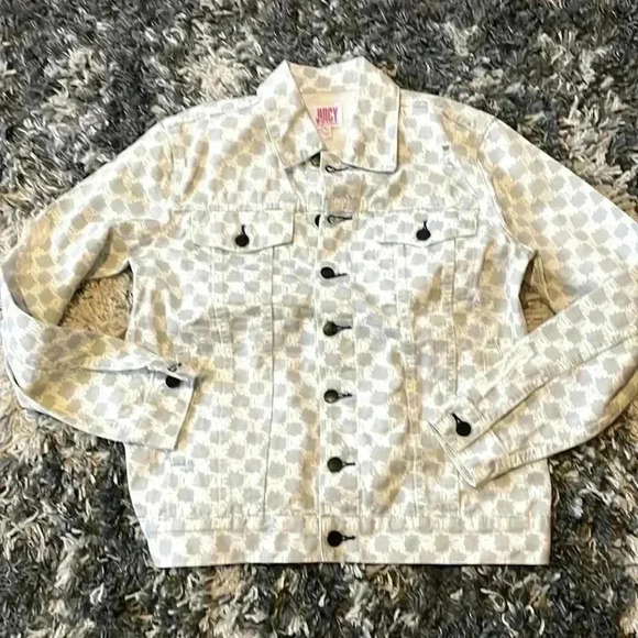 Juicy couture distressed denim logo jacket XS NWOT - Picture 1 of 9